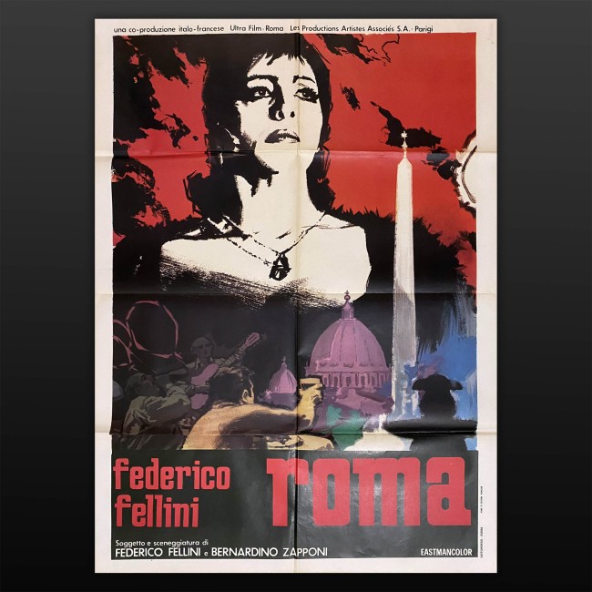 Manifesto 2F Originale Roma 1972 Federico Fellini 100X140 CM