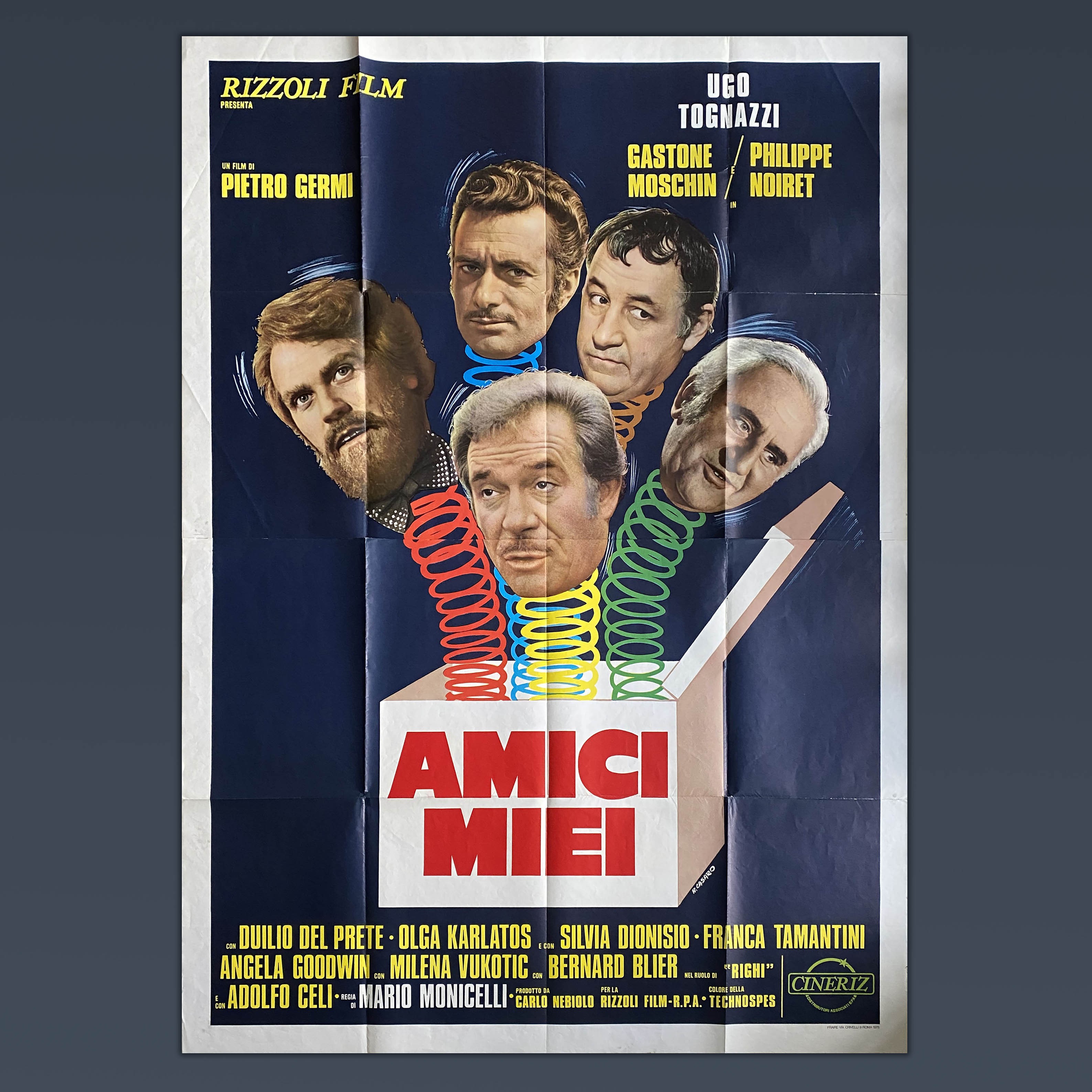 AMICI MIEI Original 1975 Israeli Movie Poster 70X50 Monicelli, Philippe  Noiret