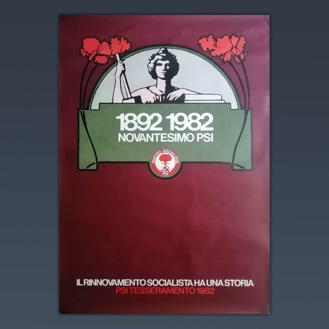 Poster Politico 1892 1982 Novantesimo PSI Partito Socialista