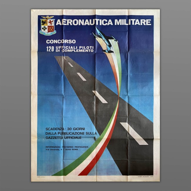 Manifesto Originale Aeronautica Militare Concorso 120 Ufficiali Piloti Anni di Complemento